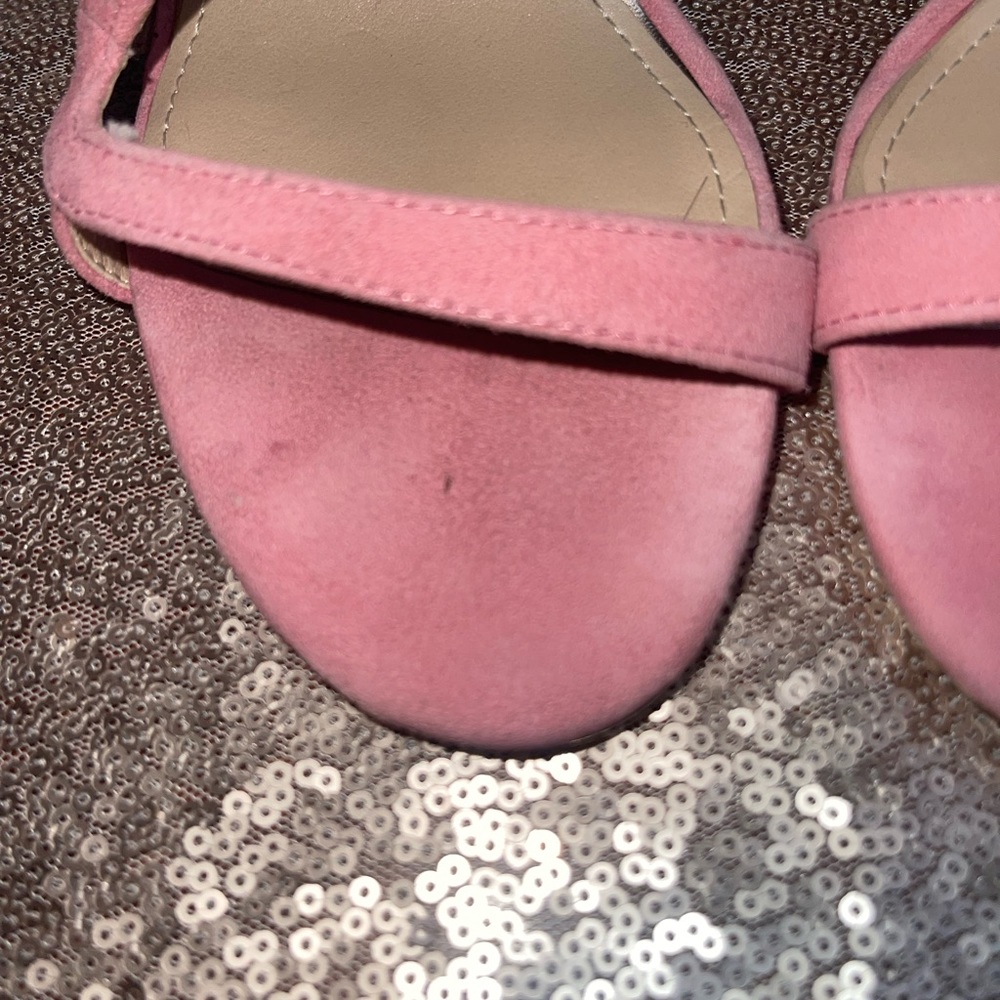 WHITE HOUSE BLACK MARKET Pink Suede Strappy Heels - Picture 3 of 12